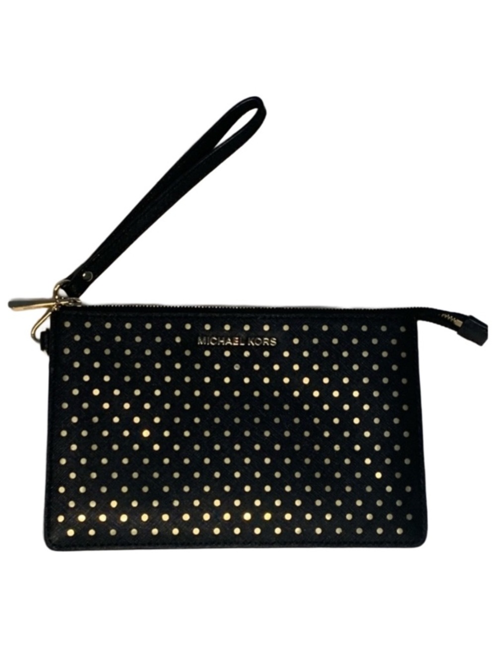 MICHAEL KORS large wristlet. Gold Hardware. 8” x 5”
